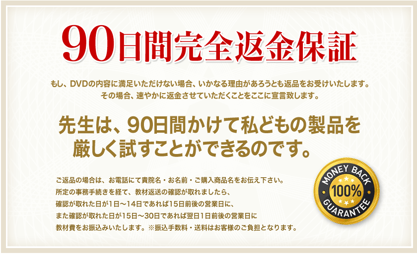 90日間完全返金保証