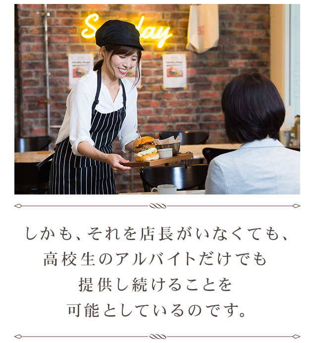 しかも、それを店長がいなくても、高校生のアルバイトだけでも提供し続けることを可能としているのです。