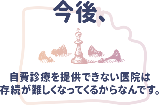 今後、自費診療を提供できない医院は存続が難しくなってくるからなんです。