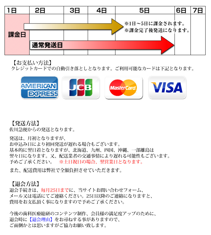 課金・発送・退会について