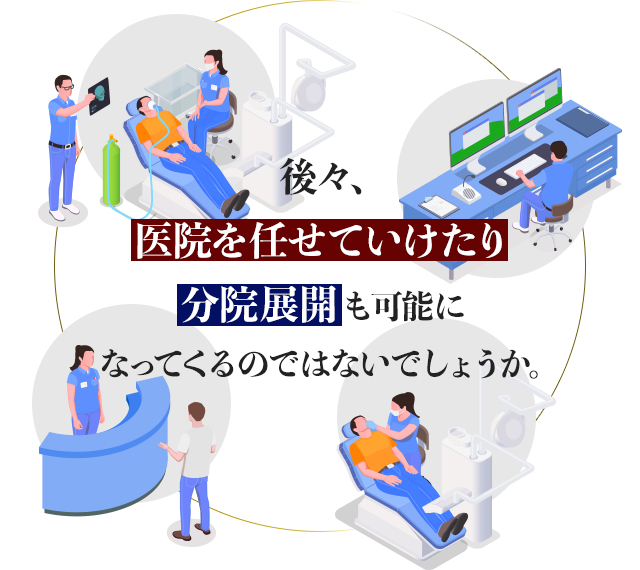 後々、医院を任せていけたり、分院展開も可能になってくるのではないでしょうか。